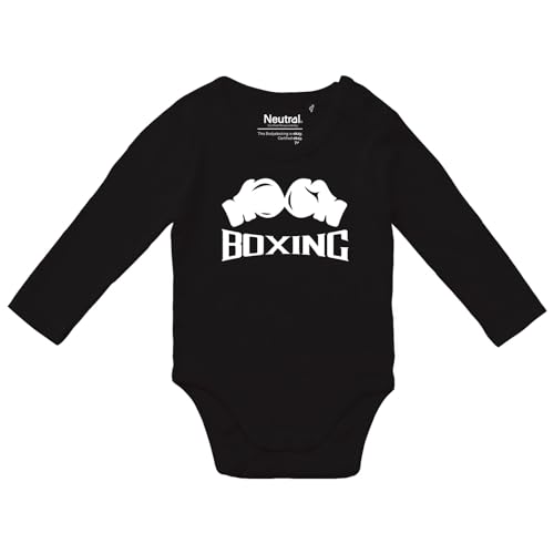 Huuraa Baby Body Boxing Boxhandschuhe Geschenk Größe 62 Black Bio Baumwolle Fairtrade Boxing Babykleidung von Huuraa