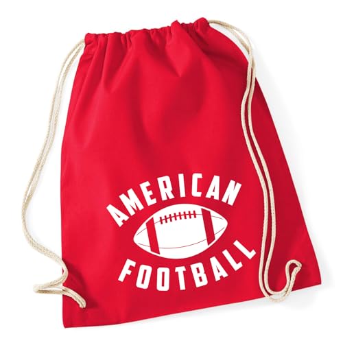 Huuraa Gymbag American Football Ball Geschenk 12 Liter Classic Red Baumwolle American Football Geschenkidee von Huuraa
