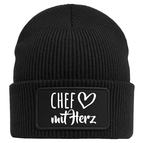 Huuraa Beanie Chef mit Herz Geschenk Black Mütze Chef Geschenkidee von Huuraa