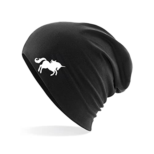 Huuraa Beanie Einhorn Silhouette Unisex Mütze Größe Black mit Motiv für alle Unicorn Fans Geschenk Idee für Freunde und Familie von Huuraa