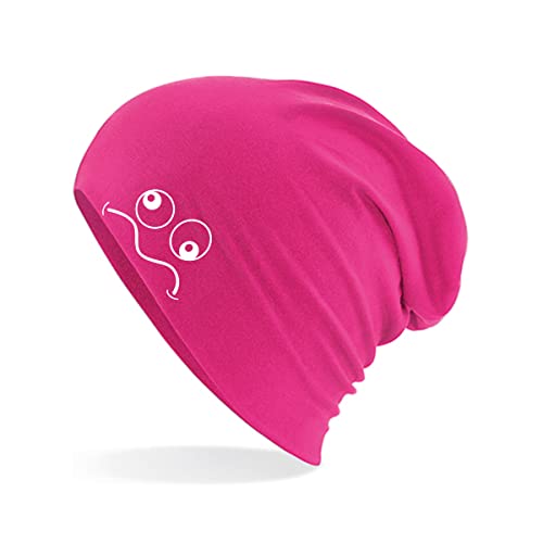 Huuraa Beanie Freaky Smiley Unisex Mütze Größe Fuchsia mit stylischem Motiv Geschenk Idee für Freunde und Familie von Huuraa