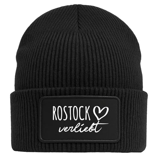 Huuraa Beanie Rostock verliebt Geschenk Black Mütze Rostock Geschenkidee von Huuraa