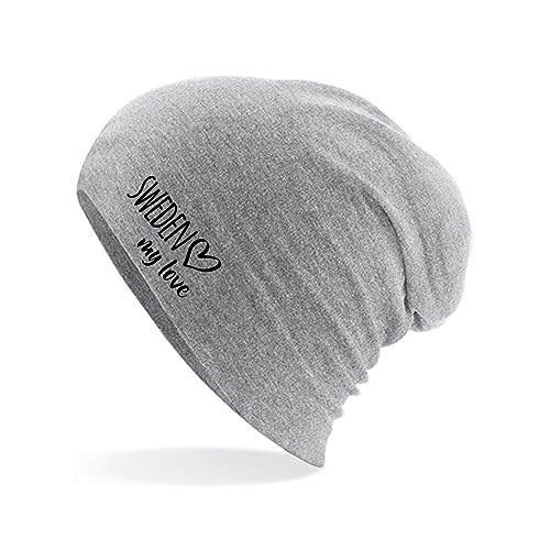 Huuraa Beanie Sweden My Love Unisex Mütze Größe Heather Grey für alle die Schweden lieben Geschenk Idee für Freunde und Familie von Huuraa