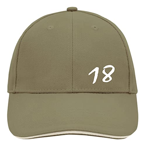 Huuraa Cappy Mütze 18 Geburtstag Unisex Kappe Größe Olive/Beige mit Motiv für alle Volljährigen Geschenk Idee für Freunde und Familie von Huuraa