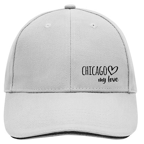 Huuraa Cappy Mütze Chicago My Love Unisex Kappe Größe Dark Grey/White für alle Fans von Chicago USA Geschenk Idee für Freunde und Familie von Huuraa