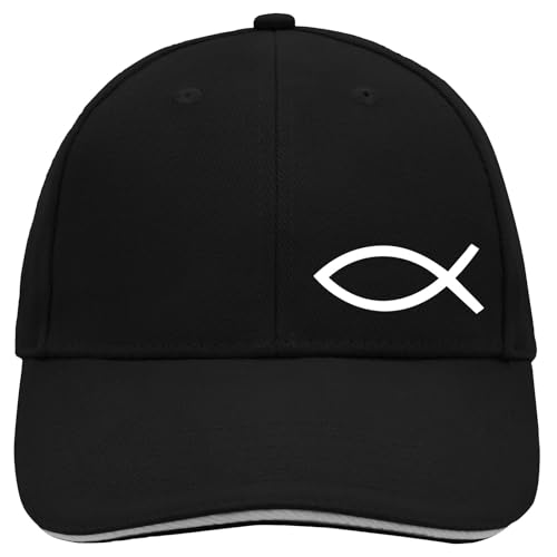 Huuraa Cappy Mütze Fisch Symbol Geschenk Black/Light Grey Fisch Präsent von Huuraa