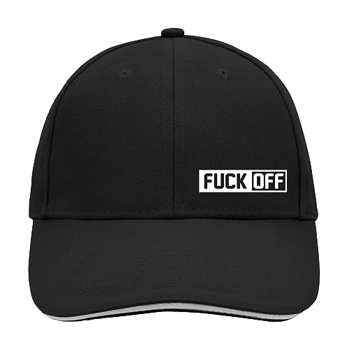 Huuraa Cappy Mütze Fuck Off Schriftzug Unisex Kappe Größe Black/Light Grey für alle die Menschen hassen Geschenk Idee für Freunde und Familie von Huuraa