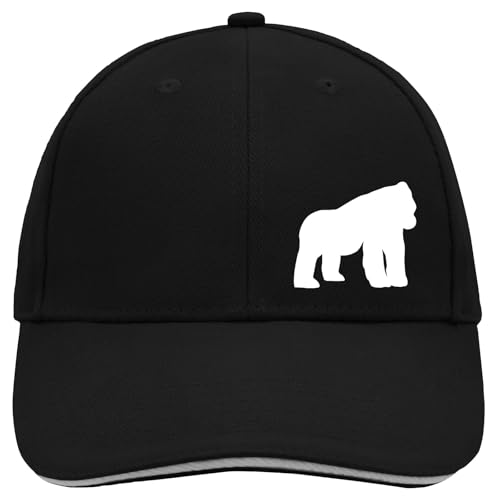 Huuraa Cappy Mütze Gorilla Silhouette Geschenk Black/Light Grey Gorilla Präsent von Huuraa