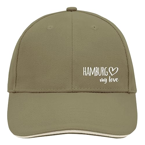 Huuraa Cappy Mütze Hamburg My Love Unisex Kappe Größe Olive/Beige für alle Fans von Hamburg Deutschland Geschenk Idee für Freunde und Familie von Huuraa