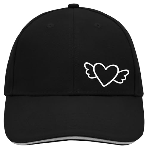 Huuraa Cappy Mütze Herz mit Flügeln Geschenk Black/Light Grey Herz Präsent von Huuraa
