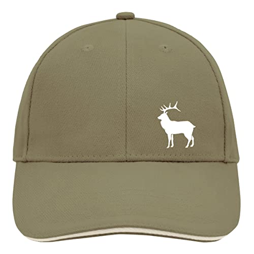 Huuraa Cappy Mütze Hirsch Silhouette Unisex Kappe Größe Olive/Beige mit Motiv für alle Tierfreunde Geschenk Idee für Freunde und Familie von Huuraa