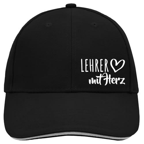 Huuraa Cappy Mütze Lehrer mit Herz Geschenk Black/Light Grey Lehrer Präsent von Huuraa