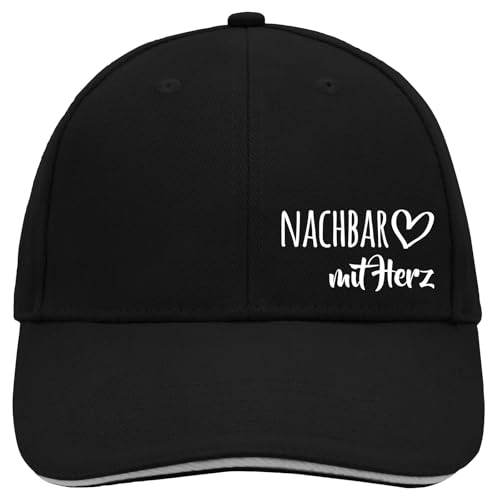 Huuraa Cappy Mütze Nachbar mit Herz Geschenk Black/Light Grey Nachbar Präsent von Huuraa