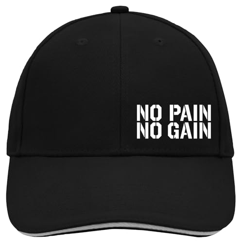 Huuraa Cappy Mütze No Pain gain Hantel Geschenk Black/Light Grey No Pain gain Präsent von Huuraa