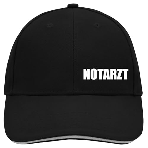 Huuraa Cappy Mütze Notarzt Schriftzug Geschenk Black/Light Grey Notarzt Präsent von Huuraa