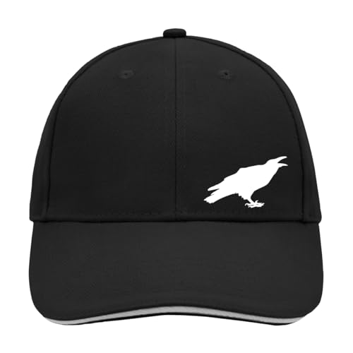 Huuraa Cappy Mütze Rabe Silhouette Unisex Kappe Größe Black/Light Grey mit Motiv für alle Krähen Fans Geschenk Idee für Freunde und Familie von Huuraa