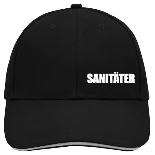 Huuraa Cappy Mütze Sanitäter Schriftzug Geschenk Black/Light Grey Sanitäter Präsent von Huuraa
