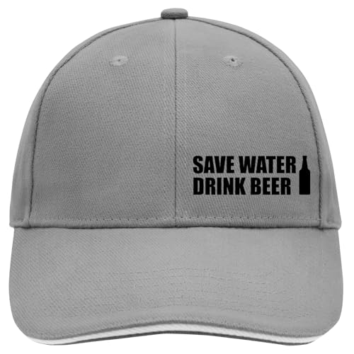 Huuraa Baseball Cap Save Water Drink Beer Bierflasche Geschenk Dark Grey/White Save Water Drink Beer Geschenkidee von Huuraa