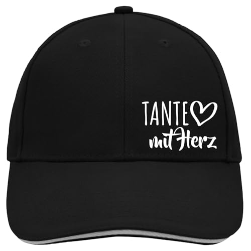 Huuraa Cappy Mütze Tante mit Herz Geschenk Black/Light Grey Tante Präsent von Huuraa