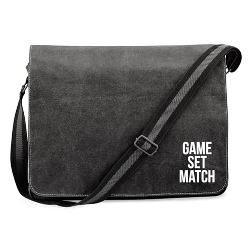 Huuraa Crossbody Bag Game set match Tennis Geschenk 14 Liter Black Canvas Game set match Accessoire von Huuraa