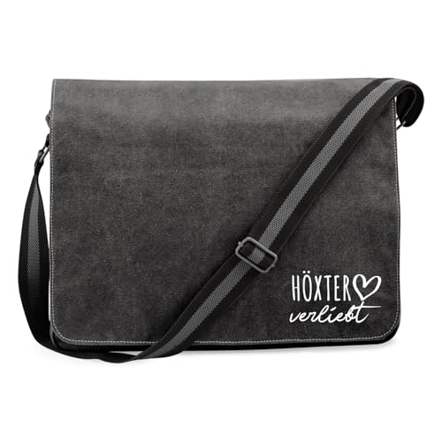 Huuraa Crossbody Bag Höxter verliebt Geschenk 14 Liter Black Canvas Höxter Accessoire von Huuraa