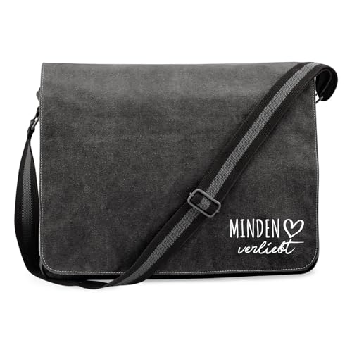 Huuraa Crossbody Bag Minden verliebt Geschenk 14 Liter Black Canvas Minden Accessoire von Huuraa