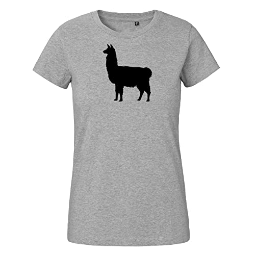 Huuraa Damen T-Shirt Lama Silhouette Bio Baumwolle Fairtrade Oberteil Größe S mit Motiv für alle Tierfreunde Geschenk Idee für Freunde und Familie von Huuraa