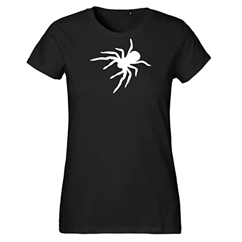 Huuraa Damen T-Shirt Spinne Silhouette Bio Baumwolle Fairtrade Oberteil Größe S mit Motiv für alle Tierfreunde Geschenk Idee für Freunde und Familie von Huuraa