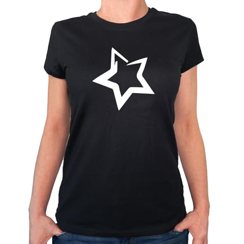 Huuraa Damen T-Shirt Stern Star Bio Baumwolle Fairtrade Oberteil Größe L mit stylischem Motiv Geschenk Idee für Freunde und Familie von Huuraa