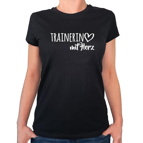 Huuraa Damen T-Shirt Trainerin mit Herz Geschenk Größe XS Black Bio Baumwolle Fairtrade Trainerin Mode Huuraa Damen T-Shirt Trainerin mit Herz Geschenk Größe XS Black Bio Baumwolle Fairtrade Trainerin Mode von Huuraa