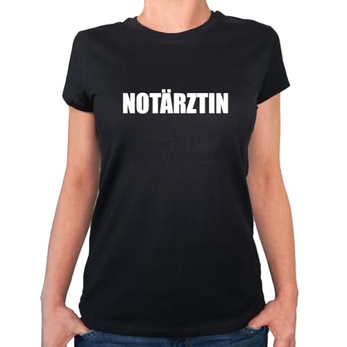 Huuraa Frauen T-Shirt Notärztin Schriftzug Geschenk Größe M Black Bio Baumwolle Fairtrade Notärztin Geschenkidee von Huuraa