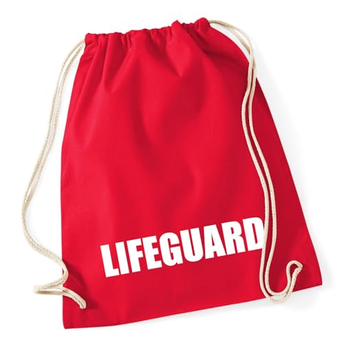 Huuraa Gymbag Lifeguard Schriftzug Geschenk 12 Liter Classic Red Baumwolle Lifeguard Geschenkidee von Huuraa