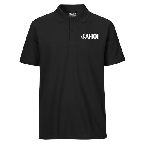 Huuraa Herrenshirt AHOI Anker Seemannsgruß Geschenk Größe XXL Black Bio Baumwolle Fairtrade AHOI Anker Präsent von Huuraa