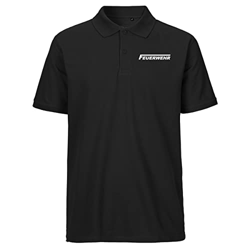 Huuraa Herren Polo Shirt Feuerwehr langes F Bio Baumwolle Fairtrade Oberteil Größe XXL Black mit Motiv für Lebensretter Geschenk Idee für Freunde und Familie von Huuraa