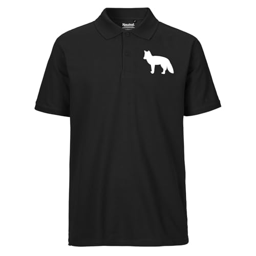 Huuraa Herren Polo Shirt Fuchs Silhouette Bio Baumwolle Fairtrade Oberteil Größe L mit Motiv für alle Tierfreunde Geschenk Idee für Freunde und Familie von Huuraa