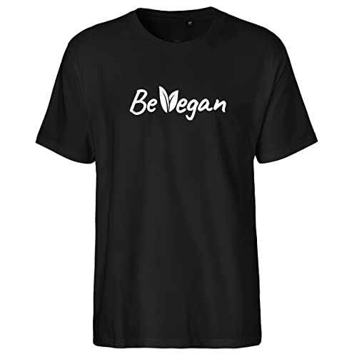 Huuraa Herren T-Shirt Be Vegan Blätter Bio Baumwolle Fairtrade Oberteil Größe 3XL mit Motiv für alle Veganer:innen Geschenk Idee für Freunde und Familie von Huuraa