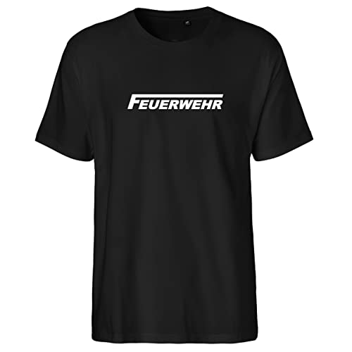 Huuraa Herren T-Shirt Feuerwehr langes F Bio Baumwolle Fairtrade Oberteil Größe M Black mit Motiv für Lebensretter Geschenk Idee für Freunde und Familie von Huuraa