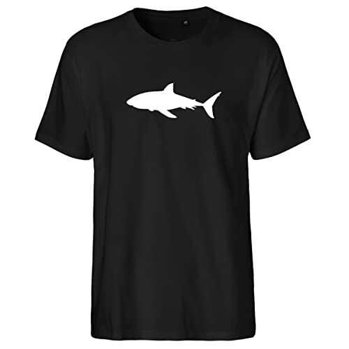 Huuraa Herren T-Shirt Hai Silhouette Bio Baumwolle Fairtrade Oberteil Größe XL mit Motiv für alle Tierfreunde Geschenk Idee für Freunde und Familie von Huuraa