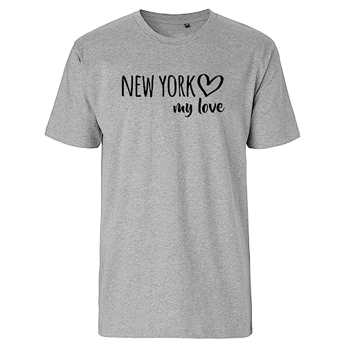 Huuraa Herren T-Shirt New York My Love Bio Baumwolle Fairtrade Oberteil Größe L für alle Fans von New York USA Geschenk Idee für Freunde und Familie von Huuraa