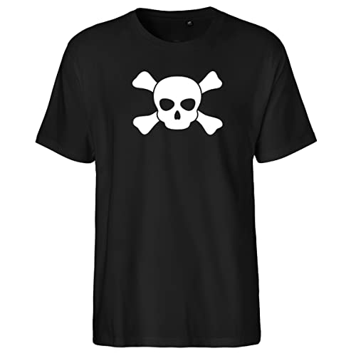 Huuraa Herren T-Shirt Pirat Totenschädel Bio Baumwolle Fairtrade Oberteil Größe XL mit Motiv für Freibeuter Geschenk Idee für Freunde und Familie von Huuraa