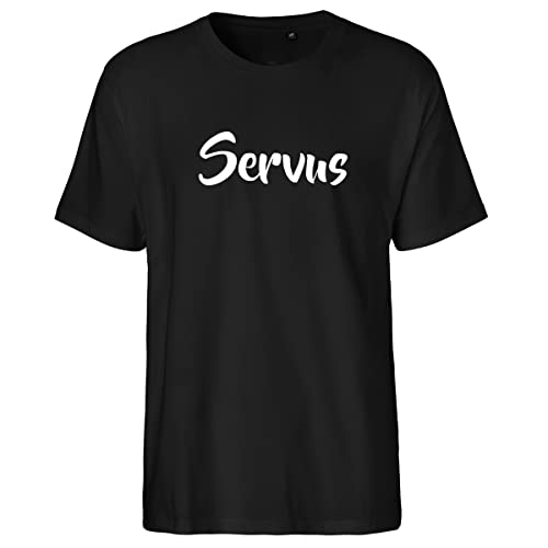 Huuraa Herren T-Shirt Servus Schriftzug Bio Baumwolle Fairtrade Oberteil Größe XL mit stylischem Motiv Geschenk Idee für Freunde und Familie von Huuraa