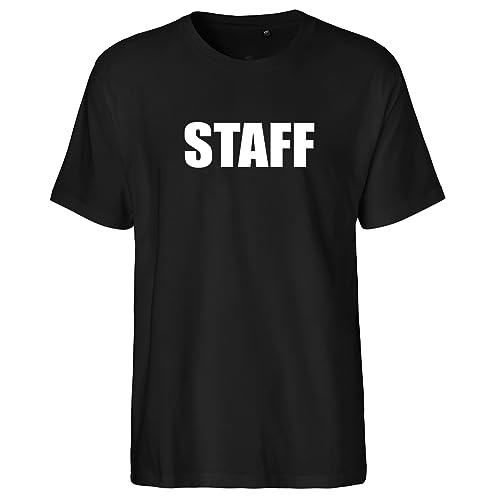 Huuraa Herren T-Shirt Staff Schriftzug Bio Baumwolle Fairtrade Oberteil Größe L mit Motiv für alle Angestellten Geschenk Idee für Freunde und Familie von Huuraa