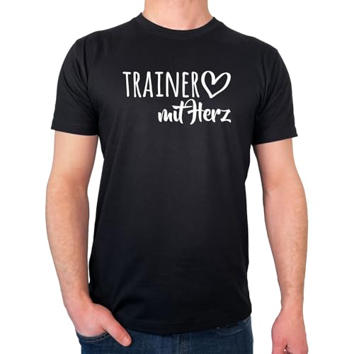 Huuraa Herrenshirt Trainer mit Herz Geschenk Größe XXL Black Bio Baumwolle Fairtrade Trainer Präsent von Huuraa