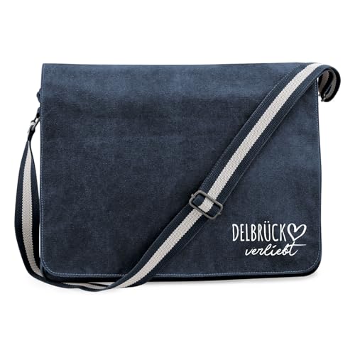 Huuraa Laptoptasche Delbrück verliebt Geschenk 14 Liter Vintage Navy Canvas Delbrück Präsent von Huuraa