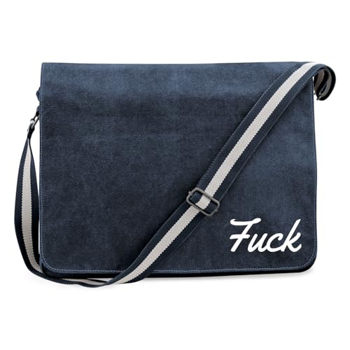 Huuraa Laptoptasche Fuck englisch Schriftzug Geschenk 14 Liter Vintage Navy Canvas Fuck Präsent von Huuraa