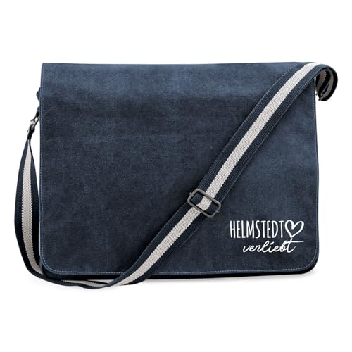 Huuraa Laptoptasche Helmstedt verliebt Geschenk 14 Liter Vintage Navy Canvas Helmstedt Präsent von Huuraa