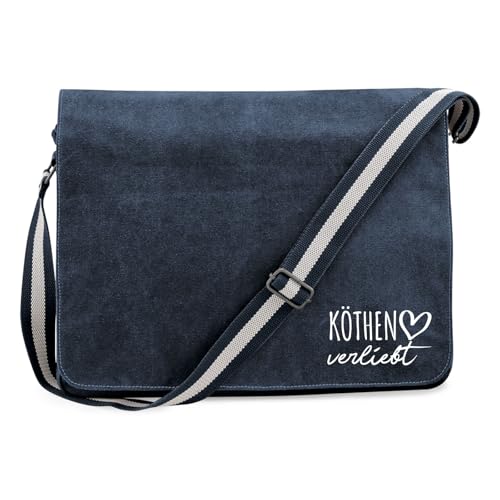 Huuraa Laptoptasche Köthen Anhalt verliebt Geschenk 14 Liter Vintage Navy Canvas Köthen Anhalt Präsent von Huuraa