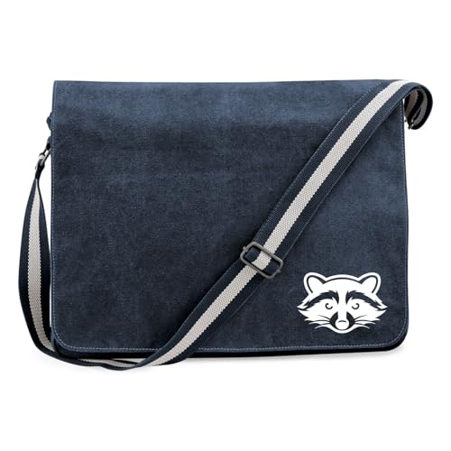 Huuraa Laptoptasche Waschbär Silhouette Geschenk 14 Liter Vintage Navy Canvas Waschbär Präsent von Huuraa