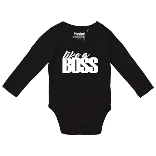 Huuraa Mädchen und Jungen Body like a Boss Spruch Geschenk Größe 74 Black Bio Baumwolle Fairtrade like a Boss Babypartygeschenk von Huuraa