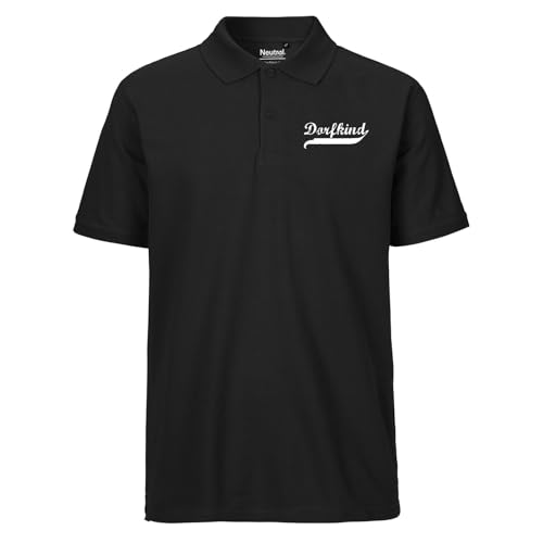 Huuraa Männer Poloshirt Dorfkind Vintage Geschenk Größe L Black Bio Baumwolle Fairtrade Dorfkind Geschenkidee von Huuraa